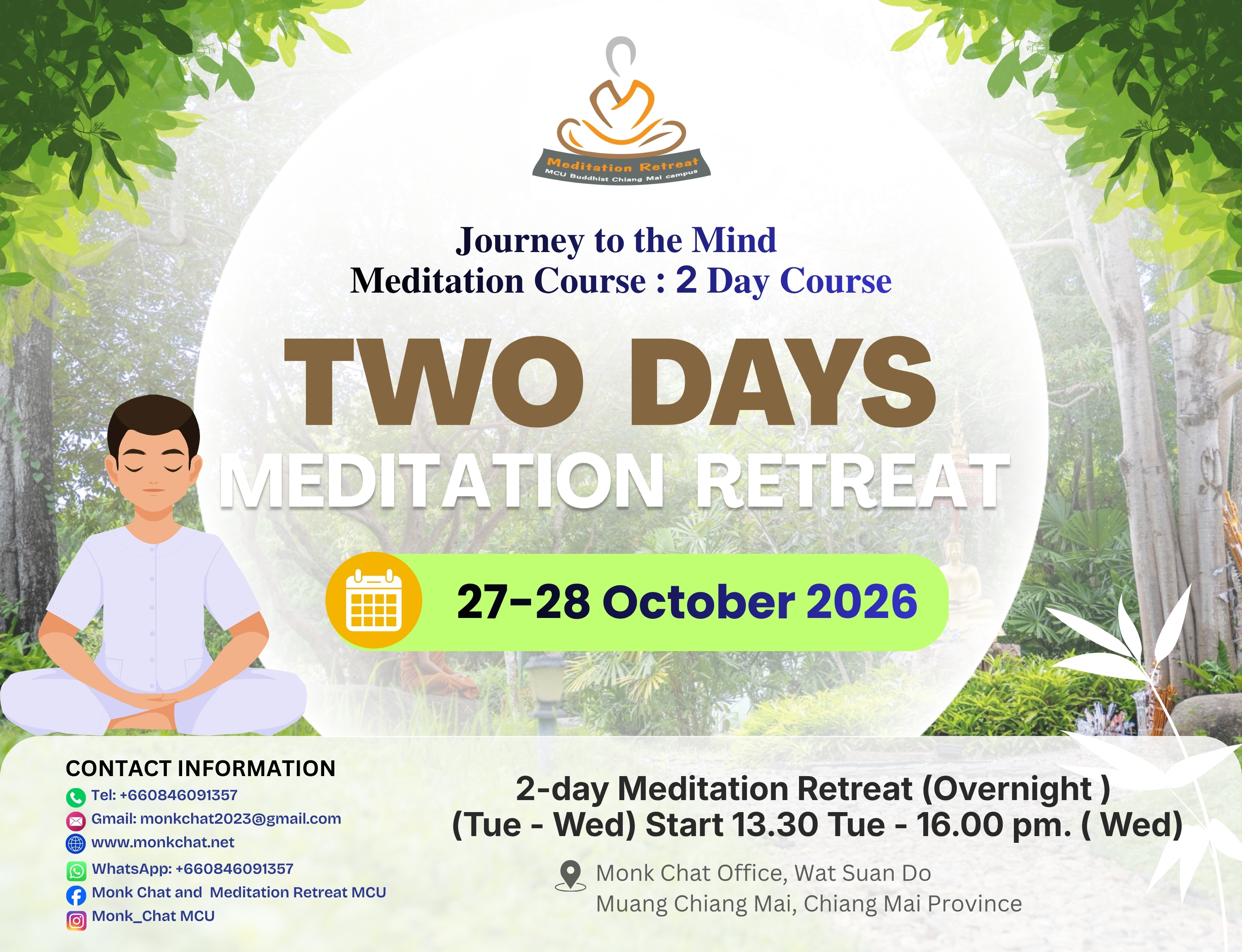 2 Day Meditation Retreat Course in  October 2026